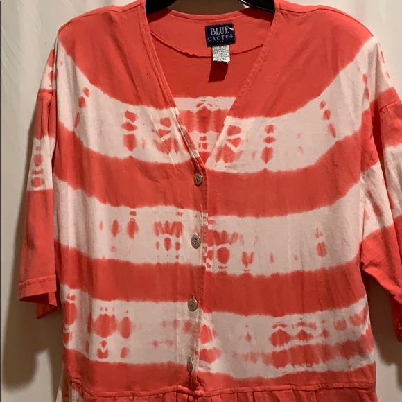 VINTAGE BLUE CACTUS KNIT ROMPER TYE/DYE SZ L COTTON - Picture 1 of 7